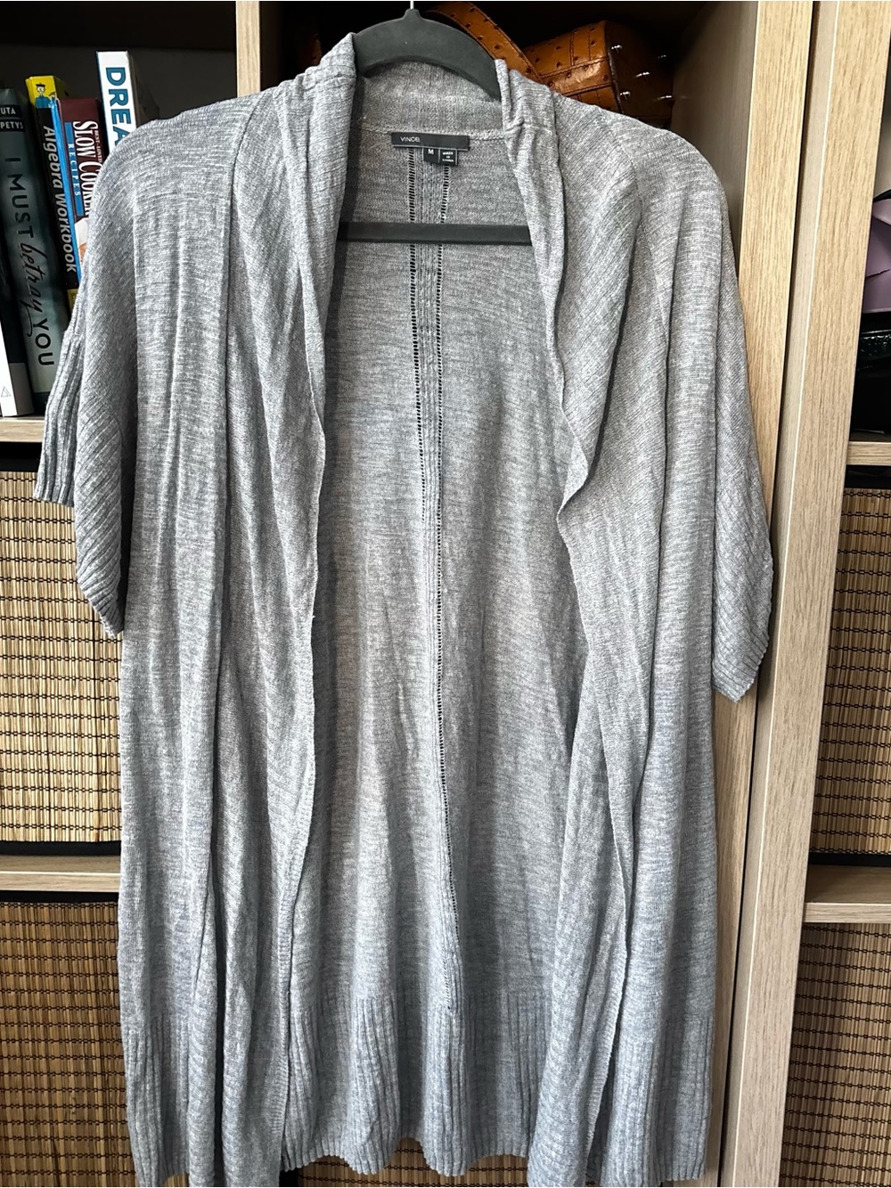 Vince. Light Gray Open-Knit Cardigan linen blend knit summer